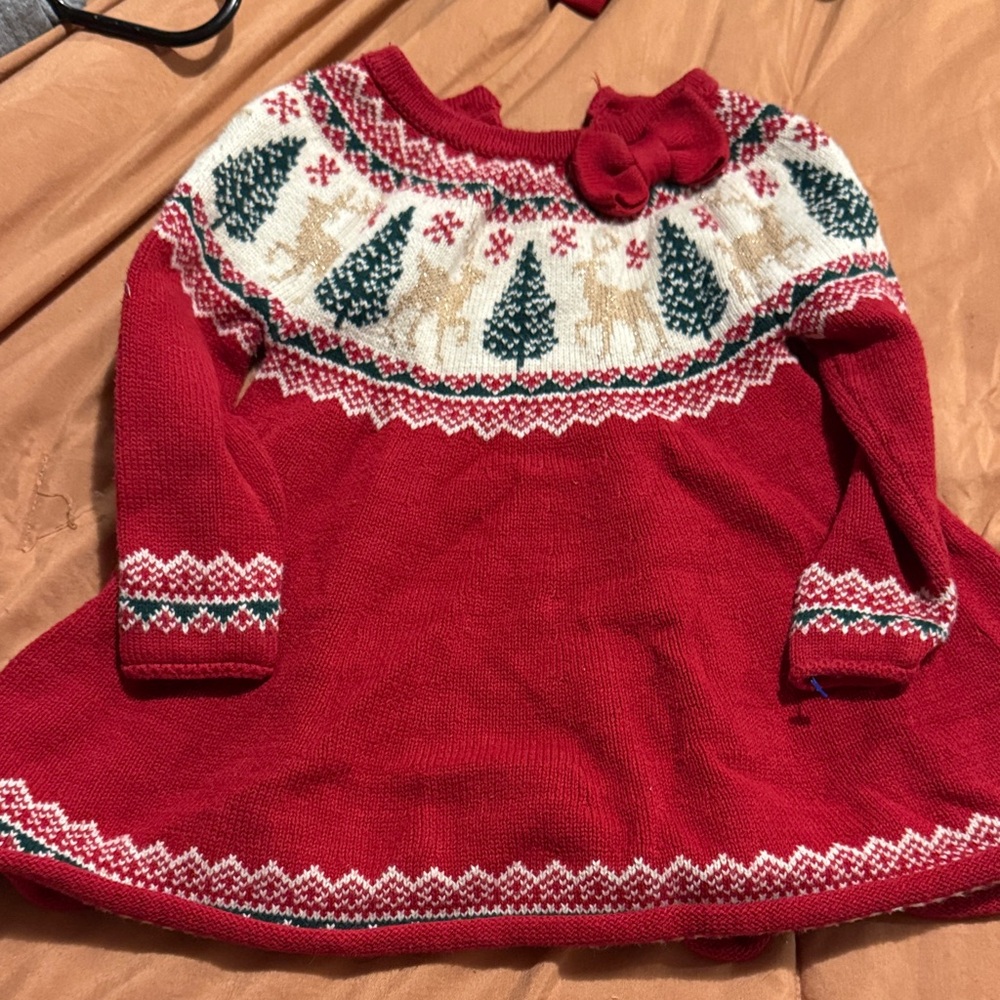 Zara Red Knit Kids Sweater with Festive Design